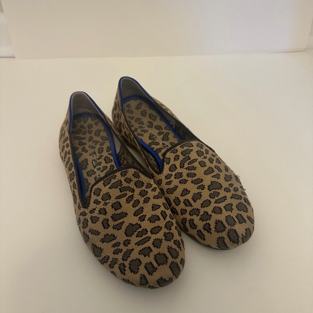 Rothy's Tan and Black Leopard / Cheetah Loafers
